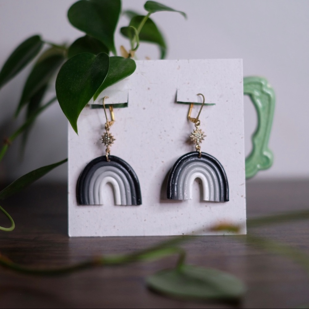 Handmade Monochrome Rainbow Earrings